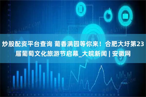 炒股配资平台查询 葡香满园等你来！合肥大圩第23届葡萄文化旅游节启幕_大皖新闻 | 安徽网